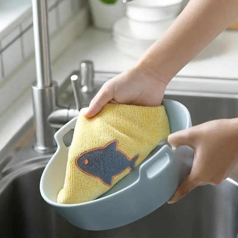 1 шт., милые кухонные полотенца, очищающая подушечка, утолщенная ткань для мытья посуды из микрофибры, Чистящая салфетка для кухни