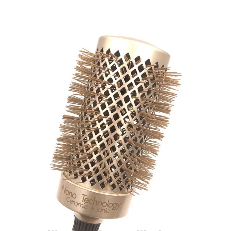 Профессиональная Золотая керамическая алюминиевая щетка для волос с хвостом Дизайн Парикмахерская выдувная сухая круглая щетка для волос Размер 53 мм