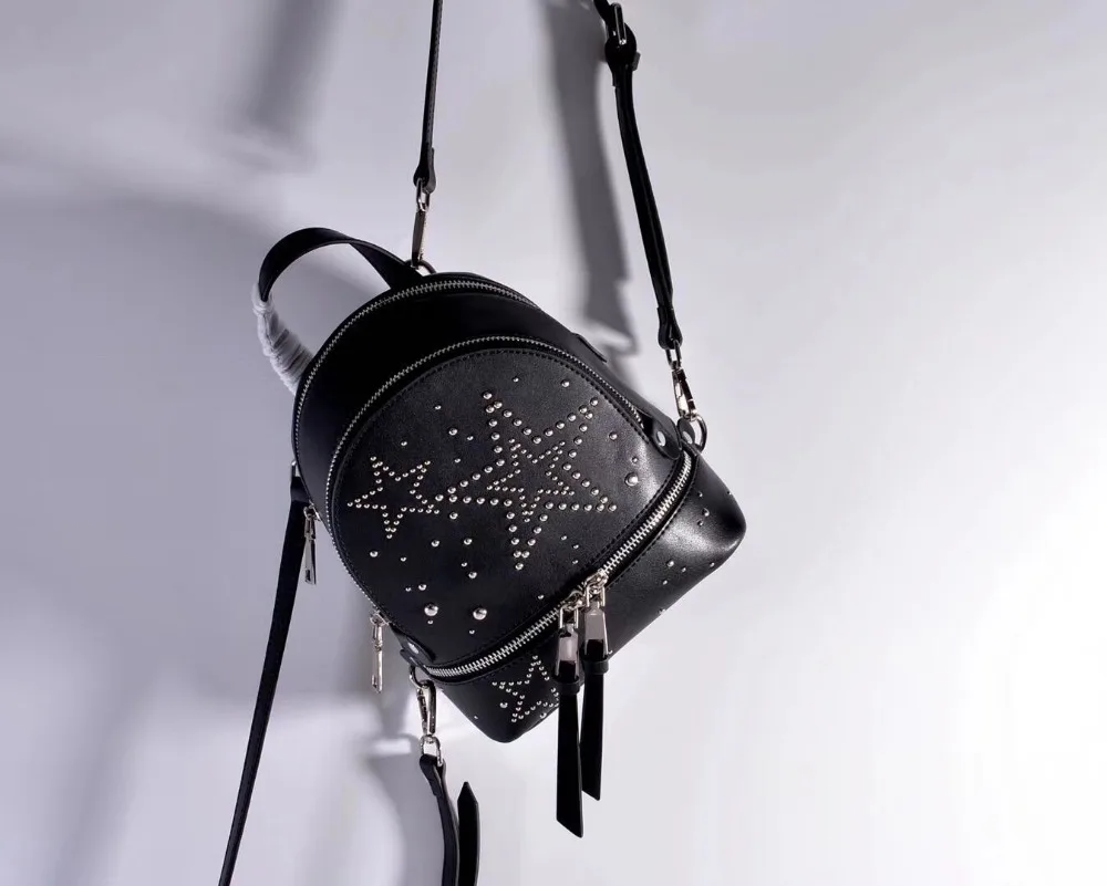 

Kafunila backpack women genuine leather rivet mini women backpack preppy style school bag small backpack for girls daypack bags