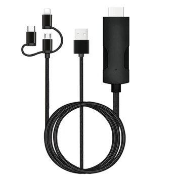 

3-in-1 Wired Screen Converter 4K High Definition Plug-and-play Adapter Connector For IOS Android