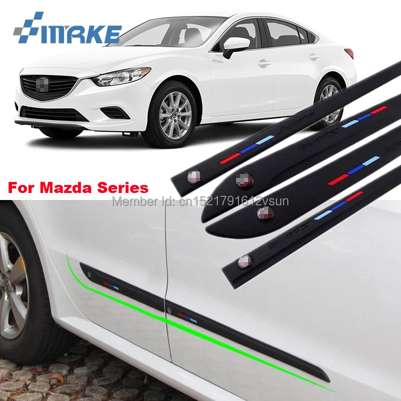 

smRKE Car styling 4 pcs Rubber Doors High Quality Side Anti Scratch Protector Bumper Guard Scratch Guard Sticker Label For Mazda
