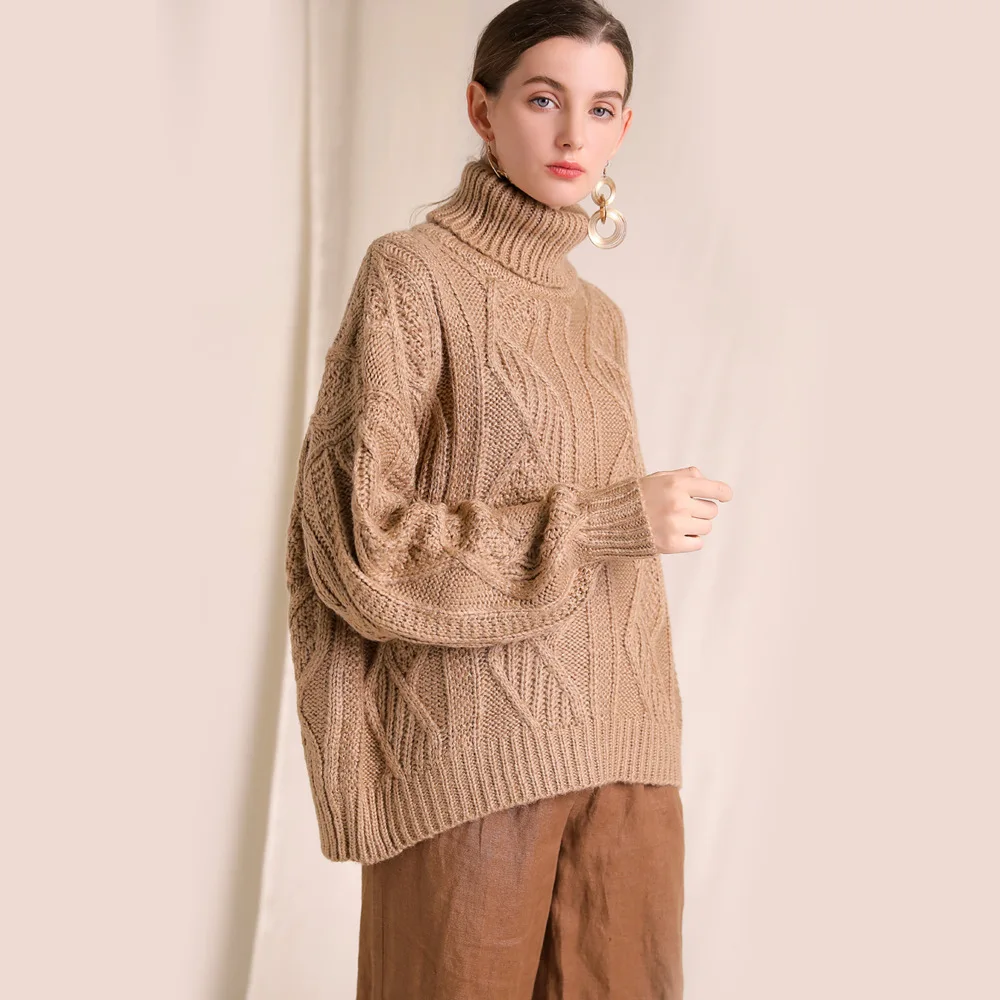 Soid turtleneck loose plus size elastic knit pulloveres sweater 2018 new women autumn winter basic thick sweater Soid turtleneck loose plus size elastic knit pulloveres sweater 2018 new women autumn winter basic thick sweater