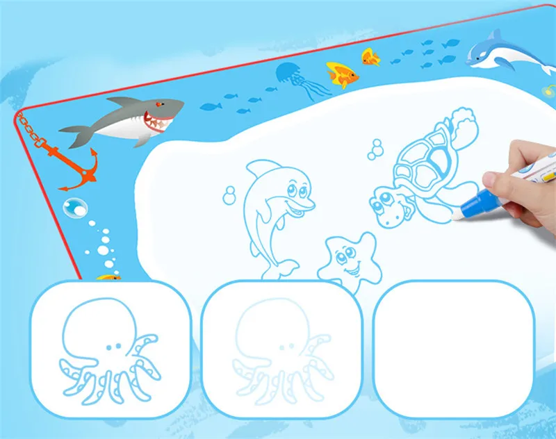 Рисунок игрушки водные играть Mat каракули Ocean мультфильм животных живопись ткань с Волшебное перо Развивающие игрушки для детей Детские