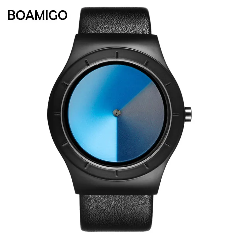 

BOAMIGO Brand New Fashion Men Unisex Watches Minimalism Quartz Male Watch Creative Design Simple Leather Strap Analog Wristwatch