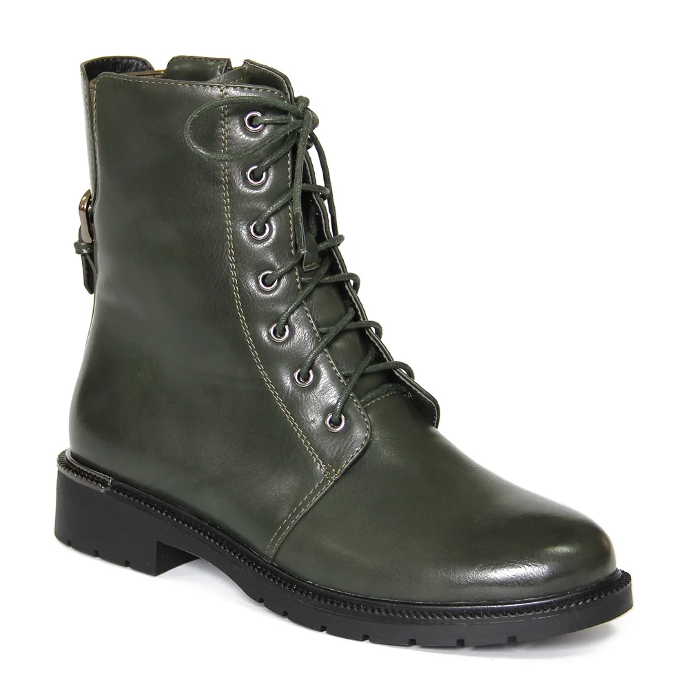 Г., осенне-зимние весенние кожаные оксфорды, зеленые короткие ботильоны женская повседневная обувь ручной работы с коротким мехом на низком каблуке, mujer - Цвет: H185-K906 green