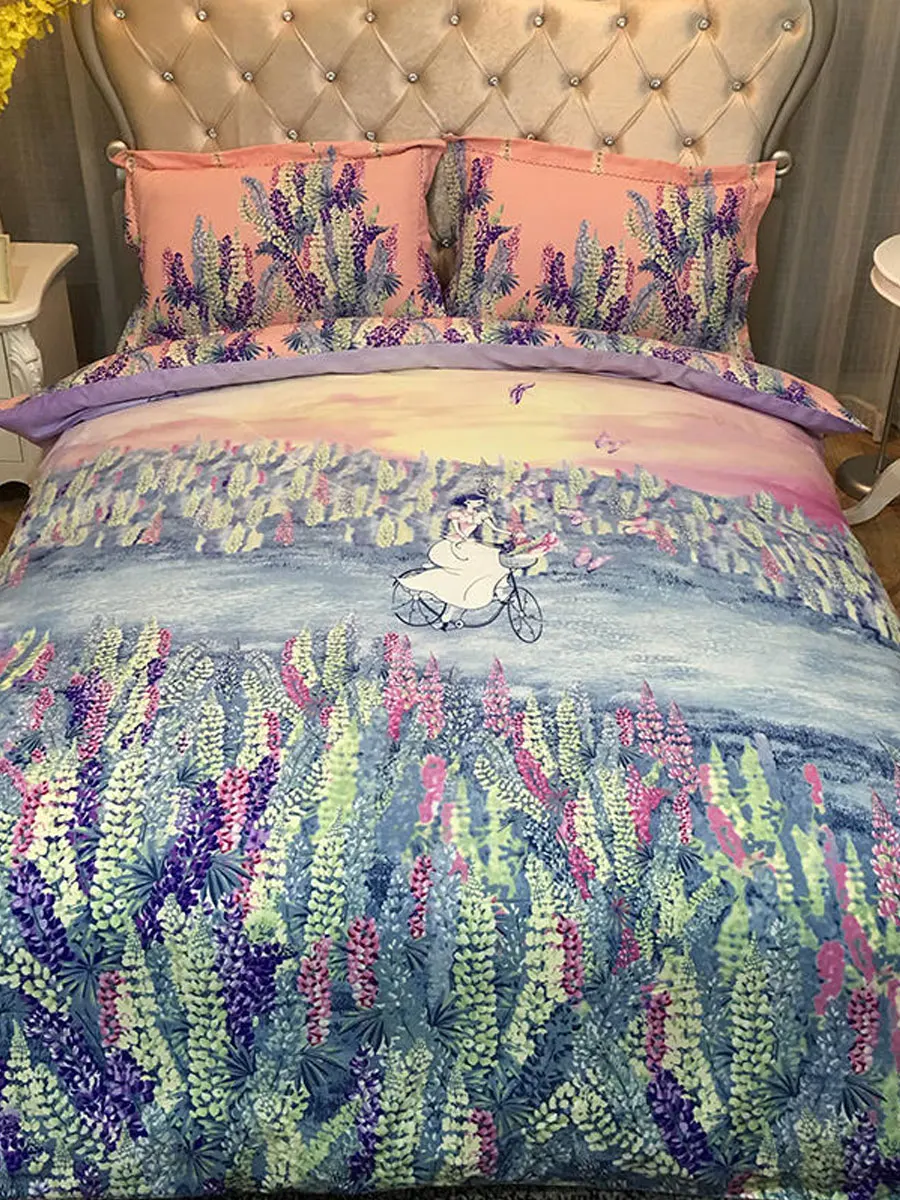 

4Pcs Bed Collections Set Modern Simple 3D Plants Pattern Ductile Bedding Set