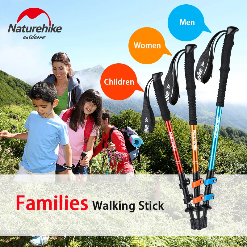 

NatureHike Ultralight EVA Foam Handle 3-Section Adjustable Aluminum Alloy Canes Walking Sticks Hiking Trekking Camping Equipment