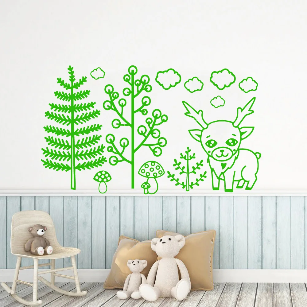 

Hot Forest Deer Vinyl Kitchen Wall Stickers Wallpaper For Kids Rooms Diy Home Decoration Art Decor Wallpaper naklejki na sciane