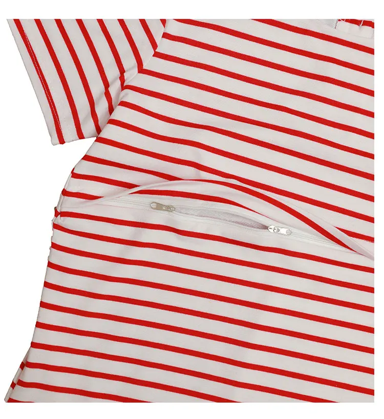 Летние беременные женщины кормящих платье модные милые платья для беременных с принтом в полоску хлопчатобумажное платье Короткие рукава
