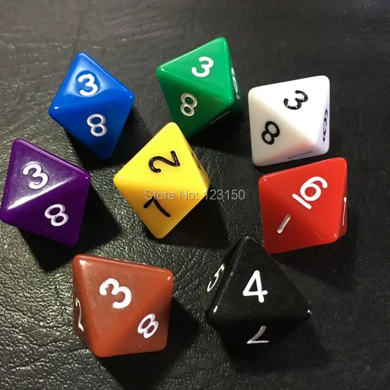 DC 023 Plastic Dice, Eight Numbers, Digital Dice, 10pcs/lot, Free