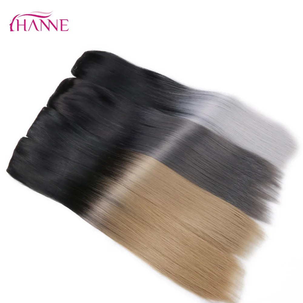 HANNE 24 "Длинные прямые 5 клипов в удлинителях черные к светлым или серым термостойкие синтетические наращивания волос клип в плетении волос
