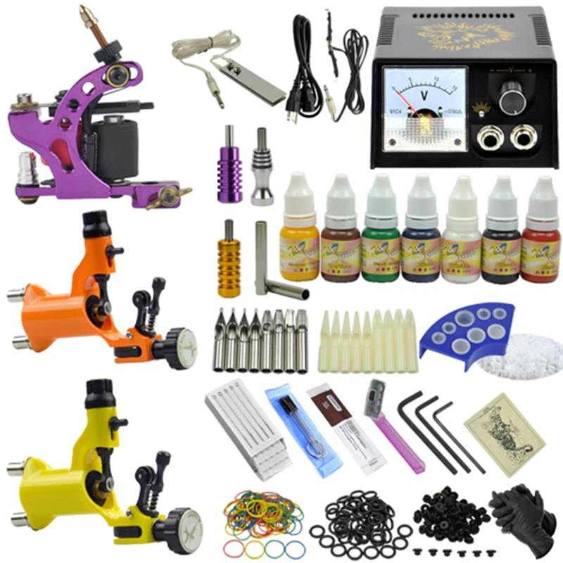 Complete complete tattoo kit Professional Tattoo Machine set with tattoo power needles ink