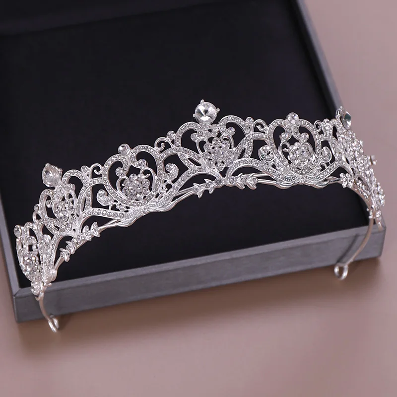 Модные серебристые золотые свадебные диадемы и короны в форме сердца с кристаллами Свадебные короны в стиле барокко женские украшения на голову Вечерние