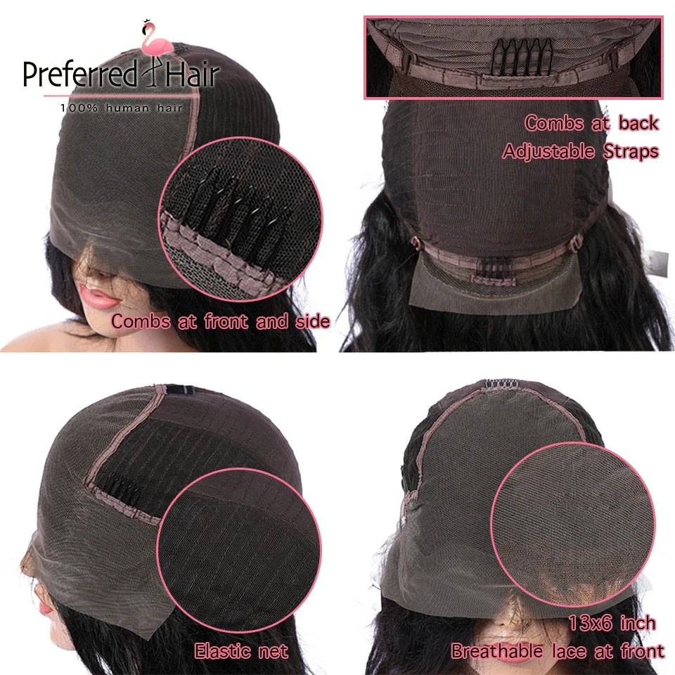 Предпочтительный бразильский человеческих волос кудрявый прямой парик предварительно 13x6 Синтетические волосы на кружеве парик человеческих волос полные парики шнурка для черный Для женщин