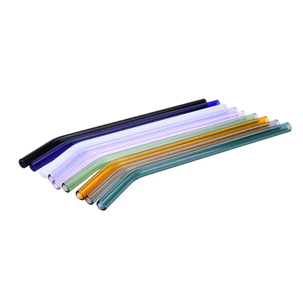 

7Color 1PC Special Fine Curved Glass Pipet Environmental Glass Health Baby Drinking Straws Pipette Drinking Straws Eco-friendly