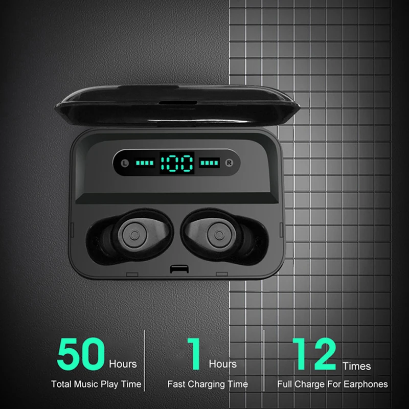 Bluetooth 5 0 TWS Earphones With LED Display Power Bank Phone Holder Waterproof Sport Music True Wireless Earbuds Mini Headsets