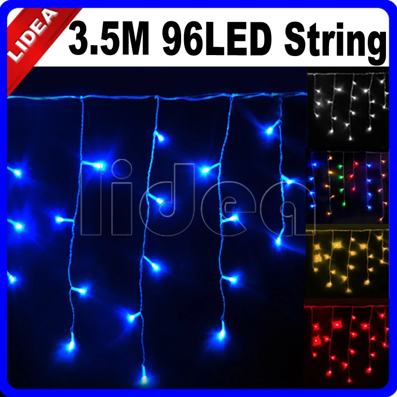 

3.5M 96 LED 9 Colors Wedding Party New Year Garland LED Christmas String Icicle Outdoor Decoration Curtain Fairy Light HK C-15