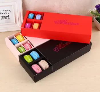 

Macaron Box Holds 12 Cavity 20*11*5cm Food Packaging Gifts Paper Party Boxes For Bakery Cupcake Snack Candy Biscuit Muffin Box