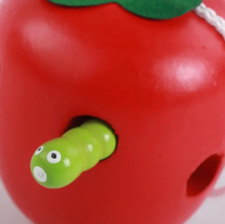 

wooden apple and bug Threading Games Toys Hand Eye Coordination Fine Motor Skills Development montessori materials