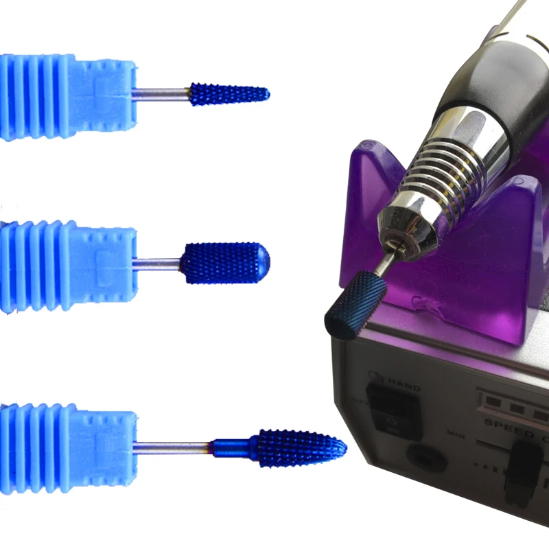 

3 Types Blue Tungsten Carbide Burrs Nano Coating Nail Drill Bit Metal Bits For Manicure Electric Nail Drill Accessories