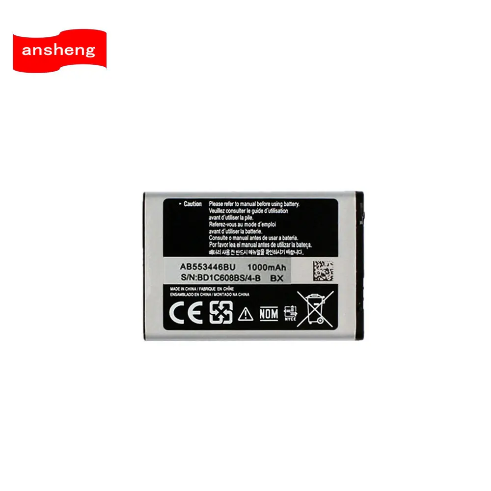 Высококачественный аккумулятор AB553446BU 1000 мАч для Samsung E2652 C3300 C3300K E2120 E3300 S5150 M3200 B100