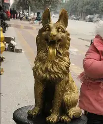 Бесплатно 18 "Народная Китайский Фэн-Шуй Латунь Резные прекрасно Сторожевая Собака Повезло Скульптура быстро