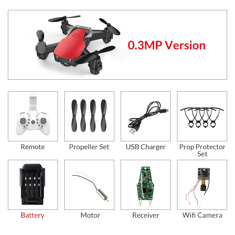 Eachine E61 E61hw мини-Дрон с/без HD камерой режим удержания высоты RC Квадрокоптер RTF WiFi FPV складной Радиоуправляемый Дрон - Цвет: red0.3mp1battery