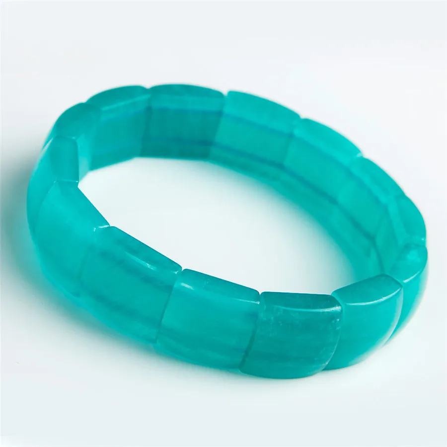 

Genuine Natural Ice Amazonite Gemstone Crystal Rectangle Bead Stretch Natural Stone Bracelets For Women Men Accessories Gift