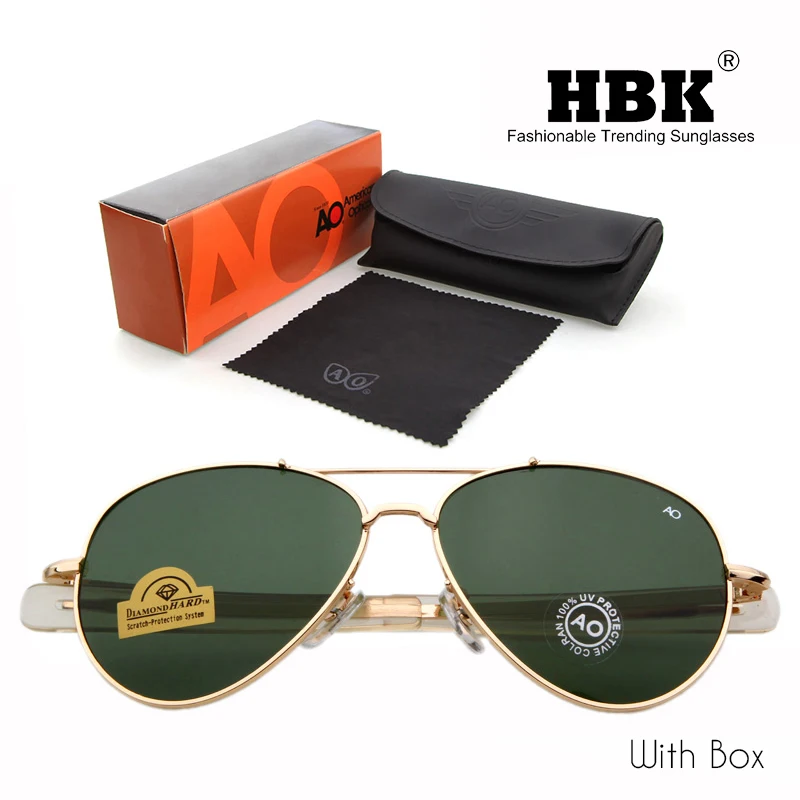WHO-CUTIE-Brand-AO-Sunglasses-pilot-90s-Men-Army-Military-12K-Gold-Tint-Frame-American-Optical