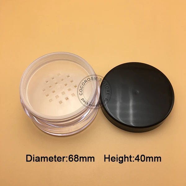 2PCS 60g loose Powder Jar with Sifter for face foundation minerals powder with black lid 60g