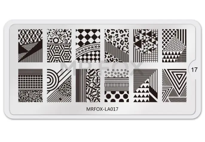 6,5*12,5 см Прямоугольный шаблон для штампов геометрическая решетка рисунок полоса художественный штамп с изображением для ногтей шаблон трафареты для дизайна маникюра - Цвет: 017