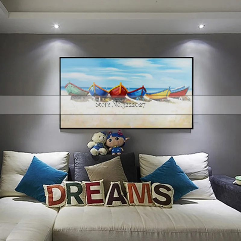 Knife-painting-oil-painting-modern-the-beach-and-the-boat-Home-decoration-on-canvas-abstract-painting (2)