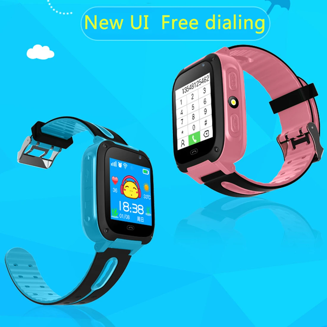  Kind Wasserdichte GPS Multifunktions Smart Uhr mit Kamera Taschenlampe SOS Anruf Location Touch Scr
