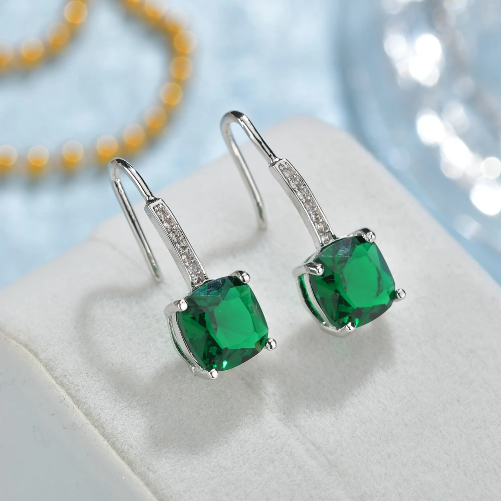 Новые серьги с Зелеными камнями женские модные простой серебристый цвет CZ Циркон крюк серьги ювелирные изделия вечерние подарок