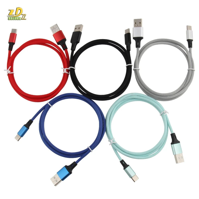 US $332.19 500pcsLot Wholesale TypeC Micro 5pin 8pin Straight Pure Colored Fabric Data Cable For Huawei Xiaomi Iphone 1M