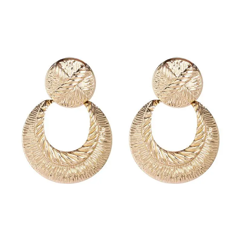 

Indian Big Vintage Earrings for Women Geometric Statement Earring 2019 Long Gold Silver Color Metal Earing Fashion Jewelry EB377