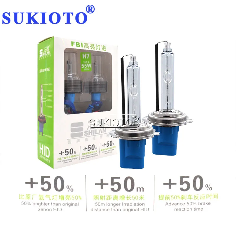 SUKIOTO D2H HID Projector Bulb 35W 55W Xenon H7 H3 H11 HB3 HB4 9012 D2H H1 HID Bulb 55W 5500K Fast Bright Car Headlight Bulb Kit (3)