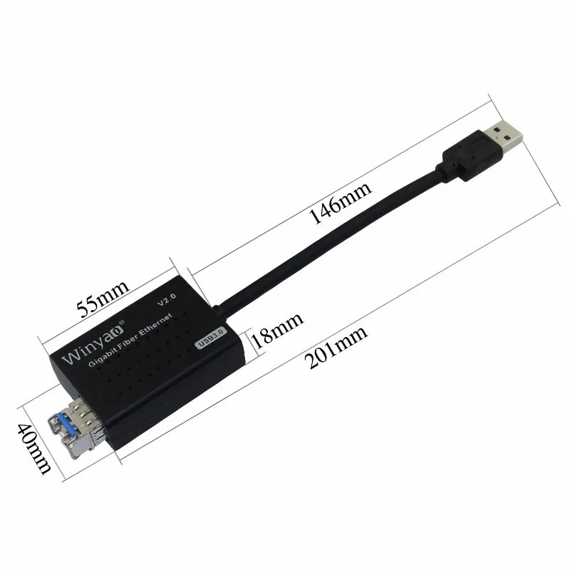 Winyao USB1000F-LX USB 3,0 Gigabit волокно Ethernet сетевой адаптер одиночный режим 1310nm 10 км LC Оптическое модуль SFP NIC RTL8153