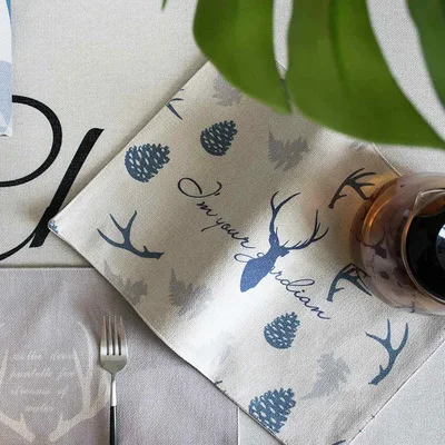 

Nordic Style Double-layer Cotton Linen Table Napkin Dish Cloth Decoration Deer Horn Pattern Kitchen Towel Tea and Coffee Pad