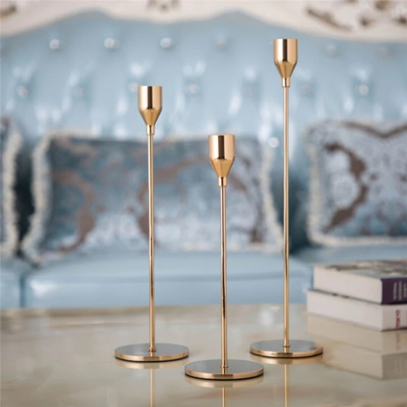 

metal candle holder wedding Simple Golden Decoration candle holder Bar Party Living Room New Year Home Decor Candlestick