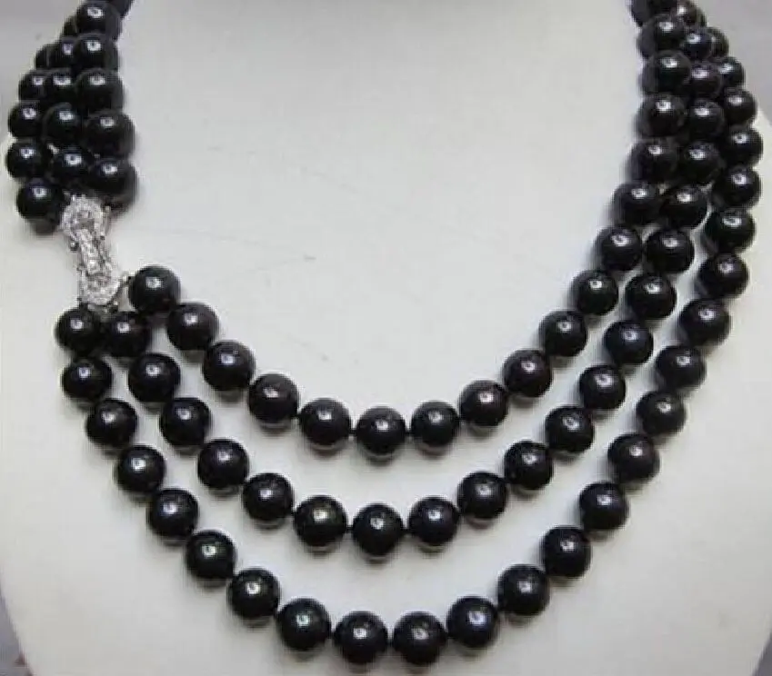 

Free Shipping >>> CHARMING 3 ROW AAA 10-11MM TAHITIAN PEACOCK BLACK NATURAL PEARL NECKLACE 18