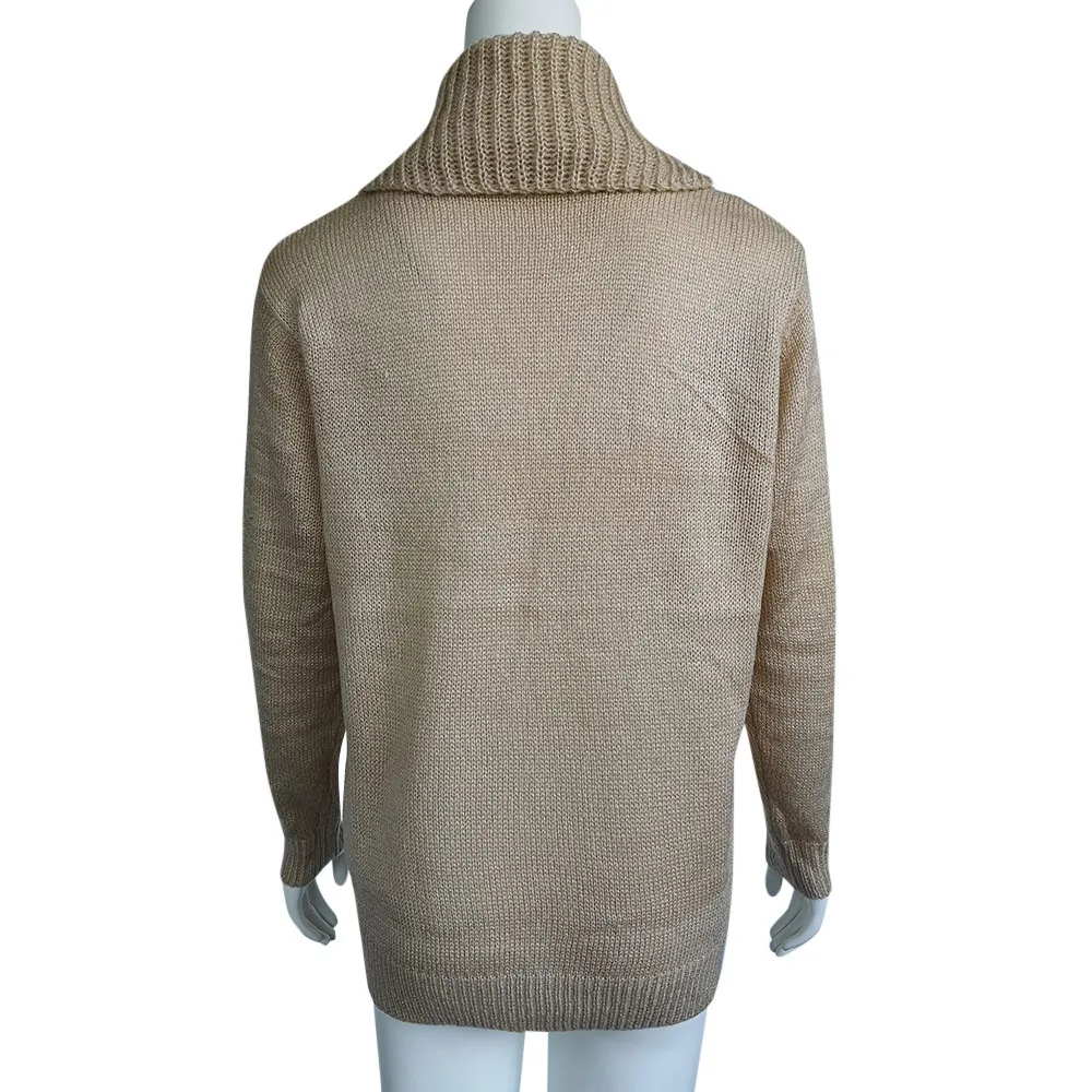 JAYCOSIN Горячая Мода дизайн для женщин с длинным рукавом Свободные водолазка вязаный свитер джемпер пуловер Топ Блузка Высокое качество свитер