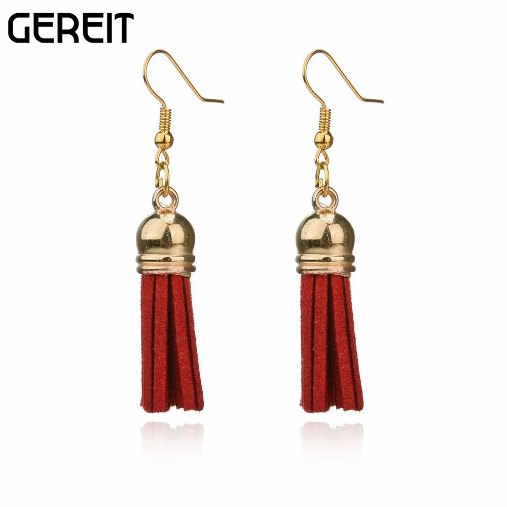 GEREIT этнические длинные бархатные кожаные серьги с кисточками женские капельки