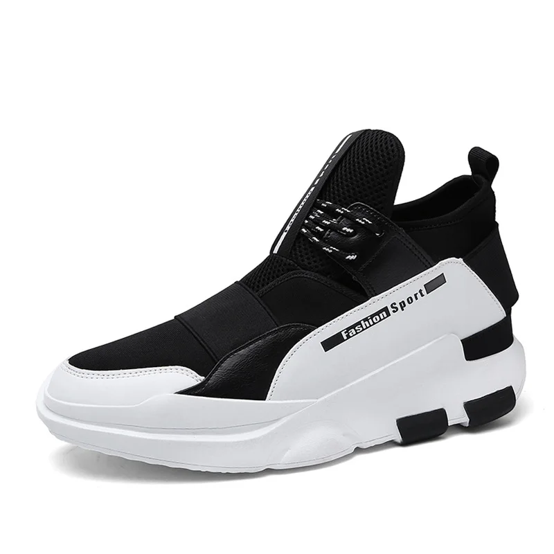 Men Sport Shoes Hidden Heel Male Outdoor Sneakers Black White Red EU39