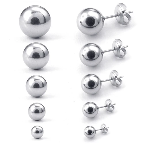 10Pcs Men Women Cool Stainless Steel Ball Bead Ear Stud Earrings Unisex Jewelry | Украшения и аксессуары