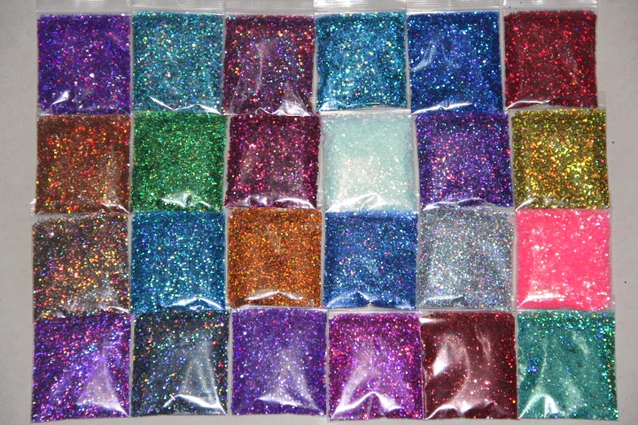 

24 different colors 2mm Laser Dazzling Hexagon Holographic Paillette Spangles Glitter for nail decoration and DIY decoration