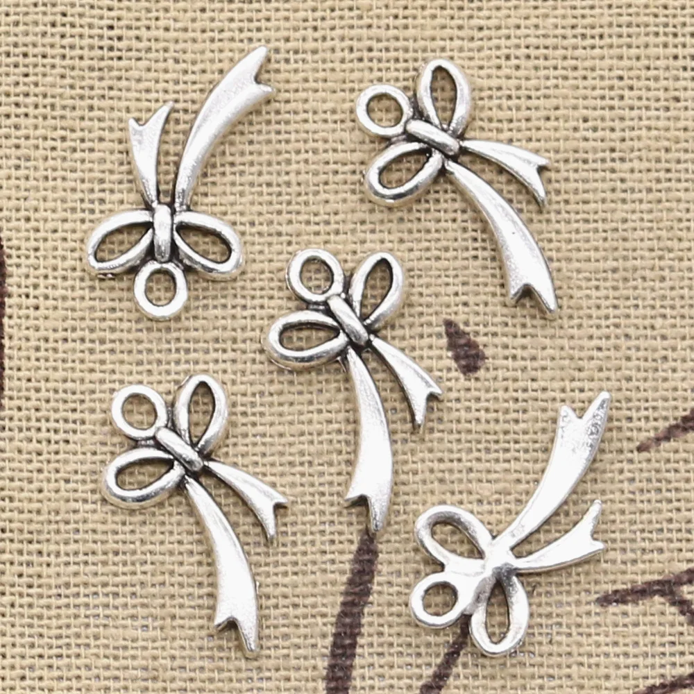 

50pcs Charms bow bowknot 20x11mm Antique Silver Pendants DIY Necklace Crafts Making Findings Handmade Tibetan Jewelry