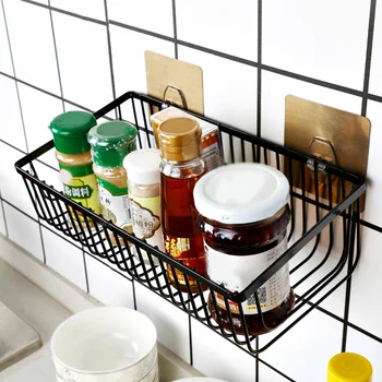 

1PC Stainless Steel Bathroom Storage Shelf Punch-Free Kitchen Bathroom Toilet Wall Hanging Storage Rack Bathroom Accessories