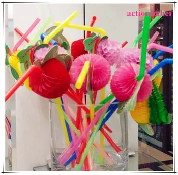 

Hot sale! 100PCS/Lot 3D Fruit Cocktail Paper Straws Umbrella Drinking Straws Party Decoration Color Assorted Free shipping