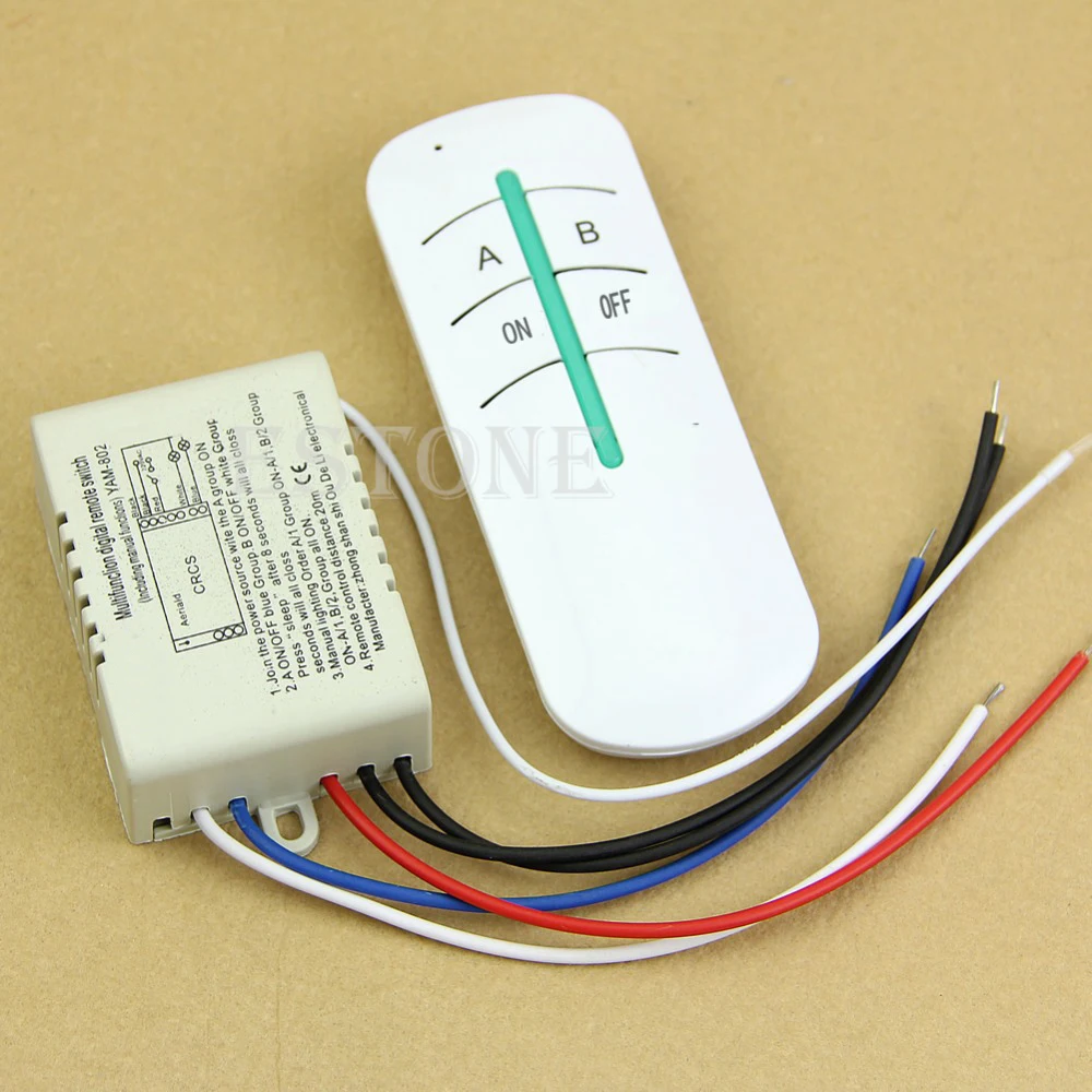

1Pc Wireless 220V ON/OFF Lamp 2 Ways Remote Control Switch Receiver Transmitter NEW